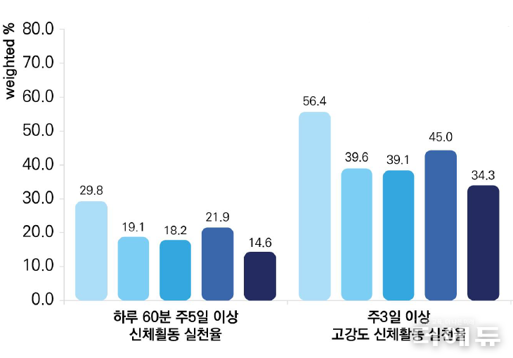 신체활동 주요 영역 지표 결과.(이미지=질병관리청)