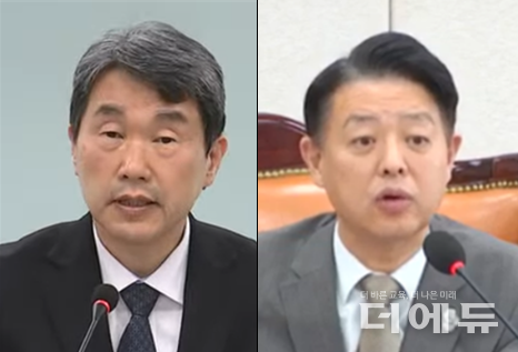 (왼쪽부터) 이주호 교육부장관과 김영호 국회 교육위원장.