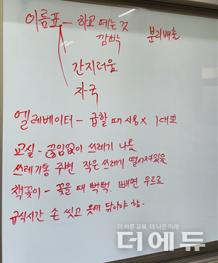 학생들과 토의한 일상생활 속 불편함.