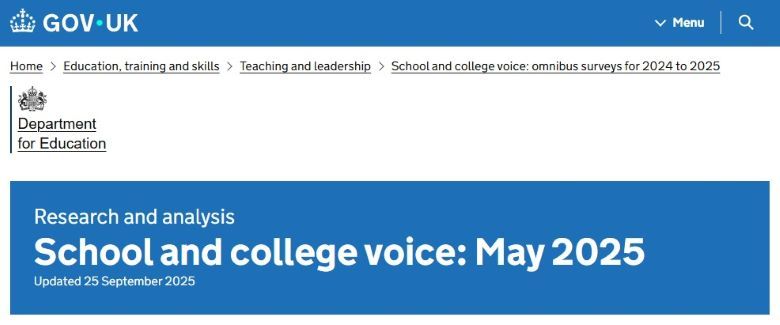 영국 교육부의 5월 월례 초중등 교원 설문조사(School and College Voice) 결과. (캡처=영국 교육부)