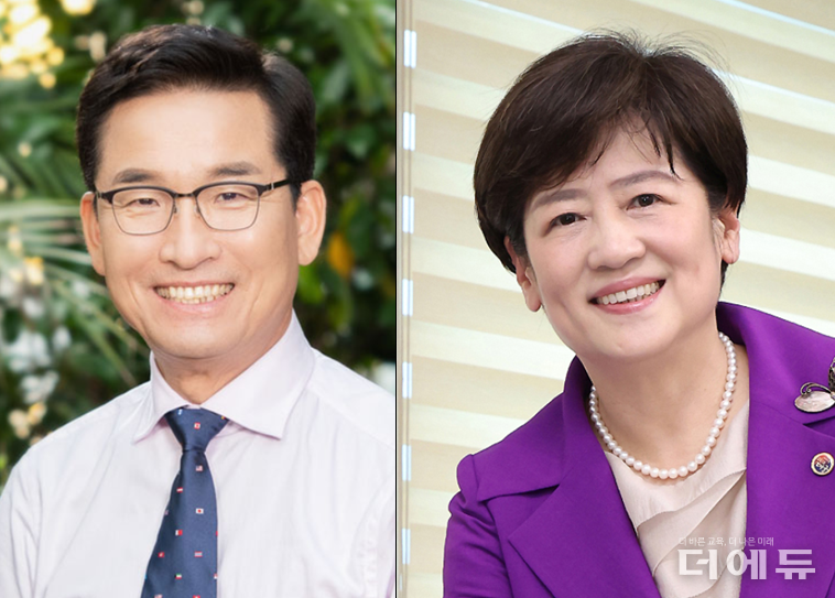 (왼쪽부터) 윤건영 충북교육감과 강은희 대구교육감.