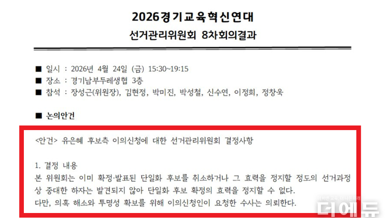 [교육감선거-경기] 혁신연대 "수사 의뢰, 단일후보 결정 유보 불가" 결정...유은혜 "최악, 무책임, 직무유기" 반발